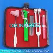 LED FIBER OPTIC Otoscope Tuning Fork C128 Taylor Hammer Diagnostic ENT SET Green