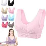 [RWRAPS] Kendally Bras,Kendally Comfy Corset Bra Front Cross Side Buckle Lace Bras Slim and Shape Bra,Wireless Push Up Seamless Bra with Removable Pad (S,Pink)