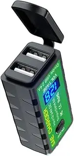 Motorcycle USB Charge Device SAE to USB Adapter Dual USB 4.8A Charge Device with Voltmeter ON/Off Switch for Phone Tablet Navigation