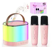 Mini Kids Karaoke Machine Portable Bluetooth Speaker with 2 Wireless Microphone