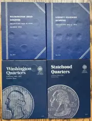 Whitman Coin Folders Lot of 4 Washington Liberty Standing Statehood Quarters