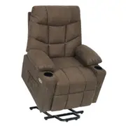 Advwin Massage Chair, Electric Lift Chairs Heated Vibration Recliner Chair with Side Pocket, USB and Cup Holders, 45-140 Degree Tilt, Brown