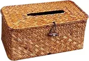 Amosfun Versatile Seagrass Napkin Paper Holder Handmade Tissue Box for Home Car Office Hotel