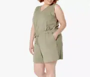 Calvin Klein Women's Dresses Casual Short Sleeve Romper, Heather Caper Plus, 3X