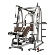 Smith Machine & Bench + Leg Developer + Preacher Curl Pad + Cable Cross Over ...