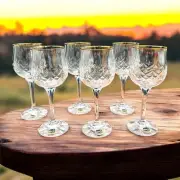 New Vintage Bohemia Cut Crystal Wine Water Glasses Set 6 Pineapple Design Gold