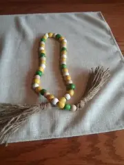 Farmhouse Beads Wood Bead Garland with Tassels
