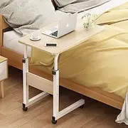 Adjustable Overbed Bedside Table, with Wheels Food Tray Desk,Moveable Rolling Snack Side Medical Tray Table for Hospital Family Reading Breakfast (Size : A: Simple Model (60X40cm))