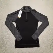 Smartwool 250 Merino Wool Thermal Base Layer Women's Small Black Grey 1/4 Zip