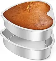 xioaue 2Pcs Heart Shape Cake Pans, 10-Inch Aluminum Alloy Cake Baking Molds, Cake Tins for Baking, Non Stick Heart Layers