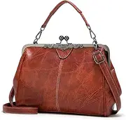 JUNMIN Ladies Single Shoulder Diagonal Clip Bag British Retro Messenger Bag (Color : Brown)