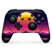Nintendo Switch Pro Controller Skin Decal Vinyl Wrap - 80s techno sunset