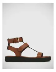 [Wittner] Ilkah Leather Flat Sandal in Bark