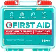 Be Smart Get Prepared 85 Piece First Aid Kit In Durable Plastic Case, Compact, 0.69 Pound