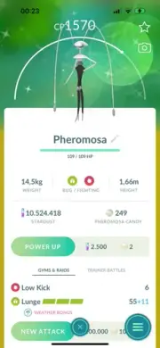 - Shiny Pheromosa - Trade Go 1 million stardust - Description