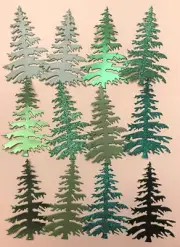Die Cuts Christmas Trees Pine Trees 12 Pieces