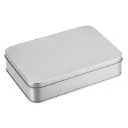 Metal Tin Box, 5pcs 6.3" x 4.33" x 1.38" Containers with Lids, Silver Tone