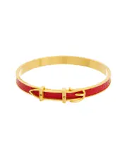 Herms Red Leather Belt Bangle Bracelet (Authentic Pre-Owned)