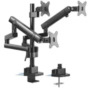Brateck Triple Monitor Aluminum Slim Pole Held Mechanical Spring Monitor Arm Fit Most 17'-27' Monitors Up to 7kg per screen VESA 75x75/100x100 LDT20-C036UP