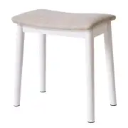 Saddle Cushion Vanity Stool Chair, Foot Rest Stool with Solid White+off White