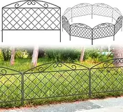 [Thealyn] 17in x 10ft Decorative Thicken Metal Garden Fence Panel Set, Outdoor Patio Sectional Landscape Fencing,