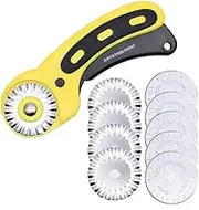 AUTOTOOLHOME 45mm Wavy Rotary Cutter 10pc Pinking Circular Refill Blades Fabric Paper Cutters Cutting Knife Patchwork Leather Sewing Tool