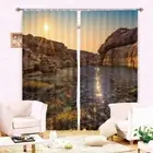 A Puddle Of Rock By Sea 3D Blockout Photo Print Curtain Fabric Curtains Window
