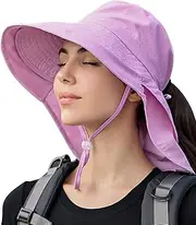 [OZ SMART SUN PROTECTION] Legionnaires Women Sun with Ponytail Hole, Wide Brim UPF 50 UV Protection Summer Beach Hat with Neck Flap, Bucket Hat for Fishing, Hiking, Camping, Garden, Farming, Outdoor Exercise (Purple)