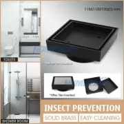 Bathroom Shower Floor Grate Smart Tile Insert Waste Drain Brass Black 115x115mm