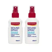 2 x Elastoplast Wound Spray Fast Pain-Free Wound Cleansing Sensitive Skin 100ml