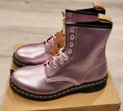 Dr. Martens Womans 1460 Vegan Pink Lavender Aluminix Embossed Combat Boot