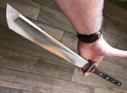 27" Custom Handmade Carbon Steel Full Tang Combat Sword With Leather Sheath