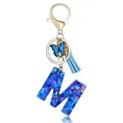Keychains for Women Initial Letter Keychain Purse Charms for Handbags Blue M