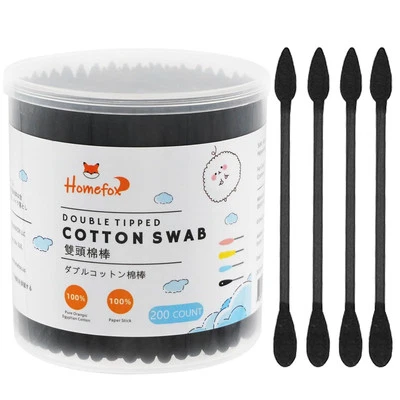 Homefox Organic Cotton Swabs 200 Count Double Tipped Precision Cleaning