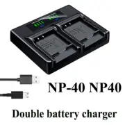 Dual Battery Charger For CASIO NP-40 Exilim Pro EX-P600 P700 Zoom Z100 Z1000