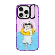 iPhone 16 Pro Impact Ring Stand Case MagSafe Compatible Swimming Shih Tzu