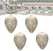 Antrixer Wasp Nest Decoy 4 Pack - Hanging Fake Wasp Nest Effective Eco Friendly Paper Wasp Nest Decoys Natural and Safe Non-Toxic Hanging Wasp Decoy Waterproof Material Brown-4pack