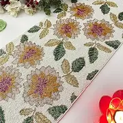 [Enliven] Handmade Spring Beaded Table Runner, 13x36 Inches Lightweight Decorative Table Runner, Perfect for Dining/Wedding/Party/Everyday Use & Easy to Clean, Elegant Floral Beaded Runner