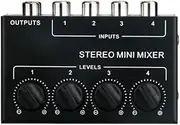 Xunweiad 4 Channels Passive Stereo Mixer Mini Audio Mixer Portable Sound Mixer Input Ultra Low Noise for Live Studio
