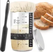 Sourdough Starter Jar With Date Marked Feeding Band, Thermometer, material cap