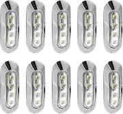 MAX COOL 10PCS White 4 LED Side Marker Lights Clearance Light Suitable for Truck Trailer Lorry Chrome Lamp