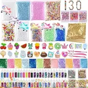129 Pack Slime Making Kits Supplies,Gold Leaf,Foam Balls,Glitter Shake Jars,Fishbowl Beads,Fruit Slices,Fake Sprinkles,Glitter Sequins Accessories, Sugar Papers (Slime Kits)