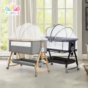 PlayPals 3-in-1 Baby Cot Crib Bed Bassinet Bedside Sleeper Portable Foldable