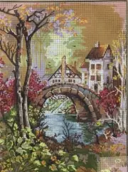 "Old Bridge" Printed Canvas for Needlepoint Tapestry Gobelin Embroidery 40103