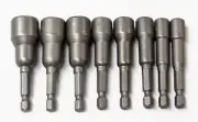 8pc 65mm TEK Screw Drill Bit Hex Socket 6mm 7mm 8mm 9mm 10mm 11mm 12mm 13mm