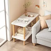 Side/End Table,Nightstand with 2-Layer Storage Shelves,Sofa Couch Bedside Table for Living Room Bedroom,Narrow Nightstand with Storage Shelves for Small Space