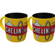 2PK Nostalgic-Art Ceramic Coffee/Tea Mug Michelin Tyres Bibendum 9x9cm Yellow