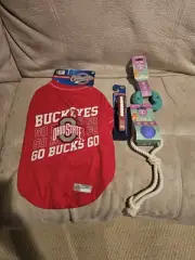 Ohio State Dog Shirt, Collar. Chew Toy Bundle For Large Dogs