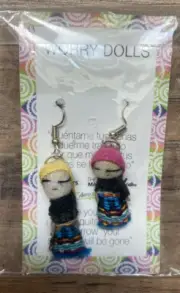NEW Handmade Mexican Worry Doll Earrings - Fabric - Aretes de Muñecas