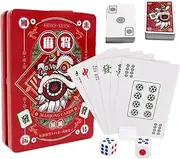 Mahjong Card Game Set | Chinese Playing Mahjong Card Set | Playing Mahjong Large Print Card Contains 144 Cards | Traditional Chinese Board Game for Friends Gatherings, Social and Family Activities